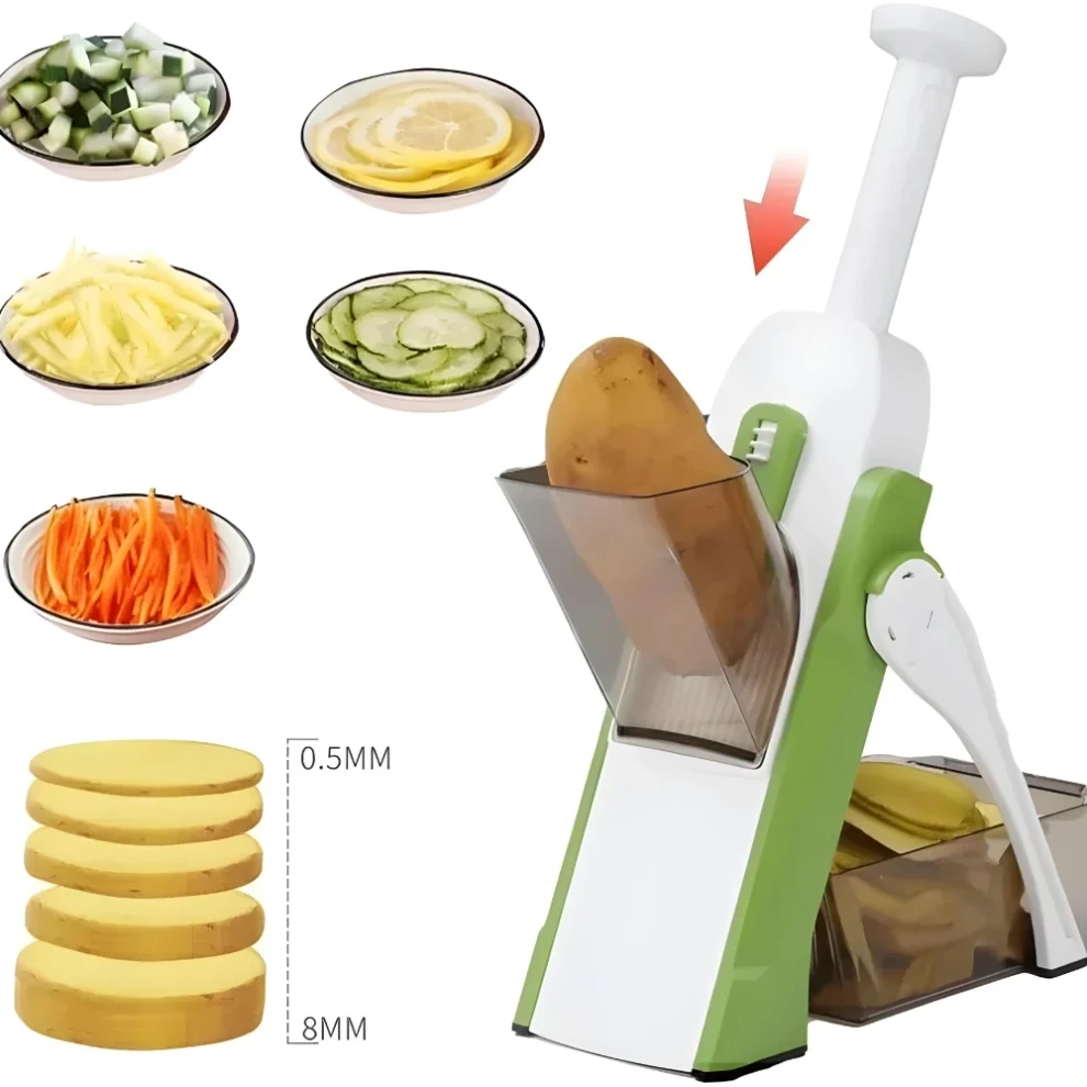 Cortador e Fatiador Manual Multifuncional 5 em 1 para Legumes e Vegetais